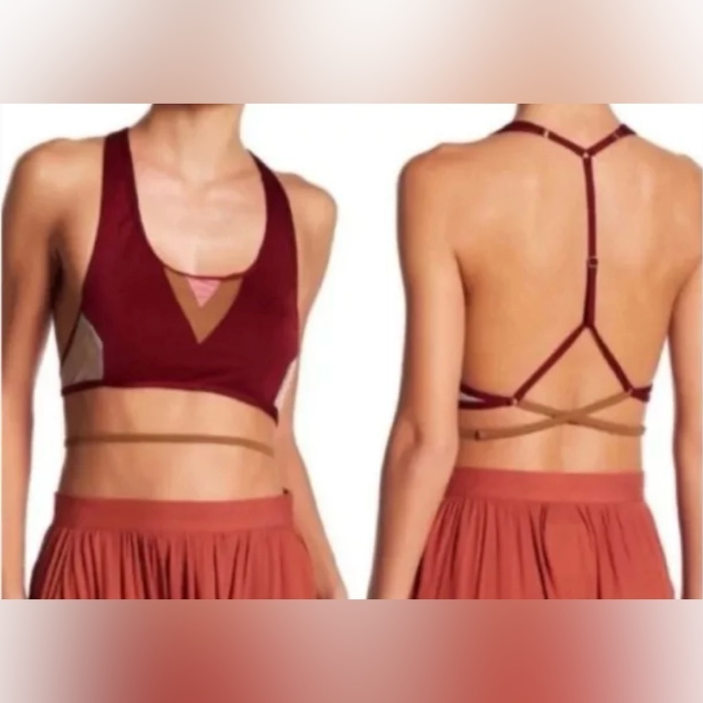 One x One Teaspoon Mayflower Bralette With Mesh Accent in Merlot